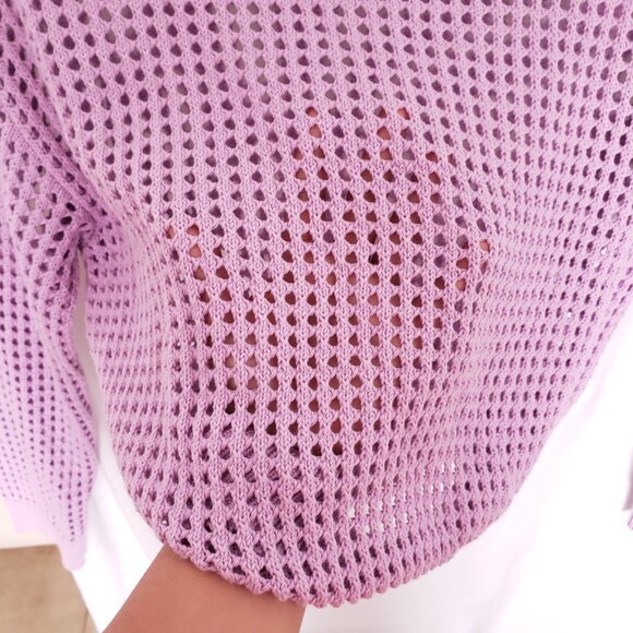 Calvin Klein Jeans Lavender 100% Cotton Open Stitch Sweater Size Petite Small - Picture 10 of 14
